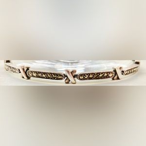 Marcasite Gunmetal Crystal Rhinestone .925 Silver Bracelet